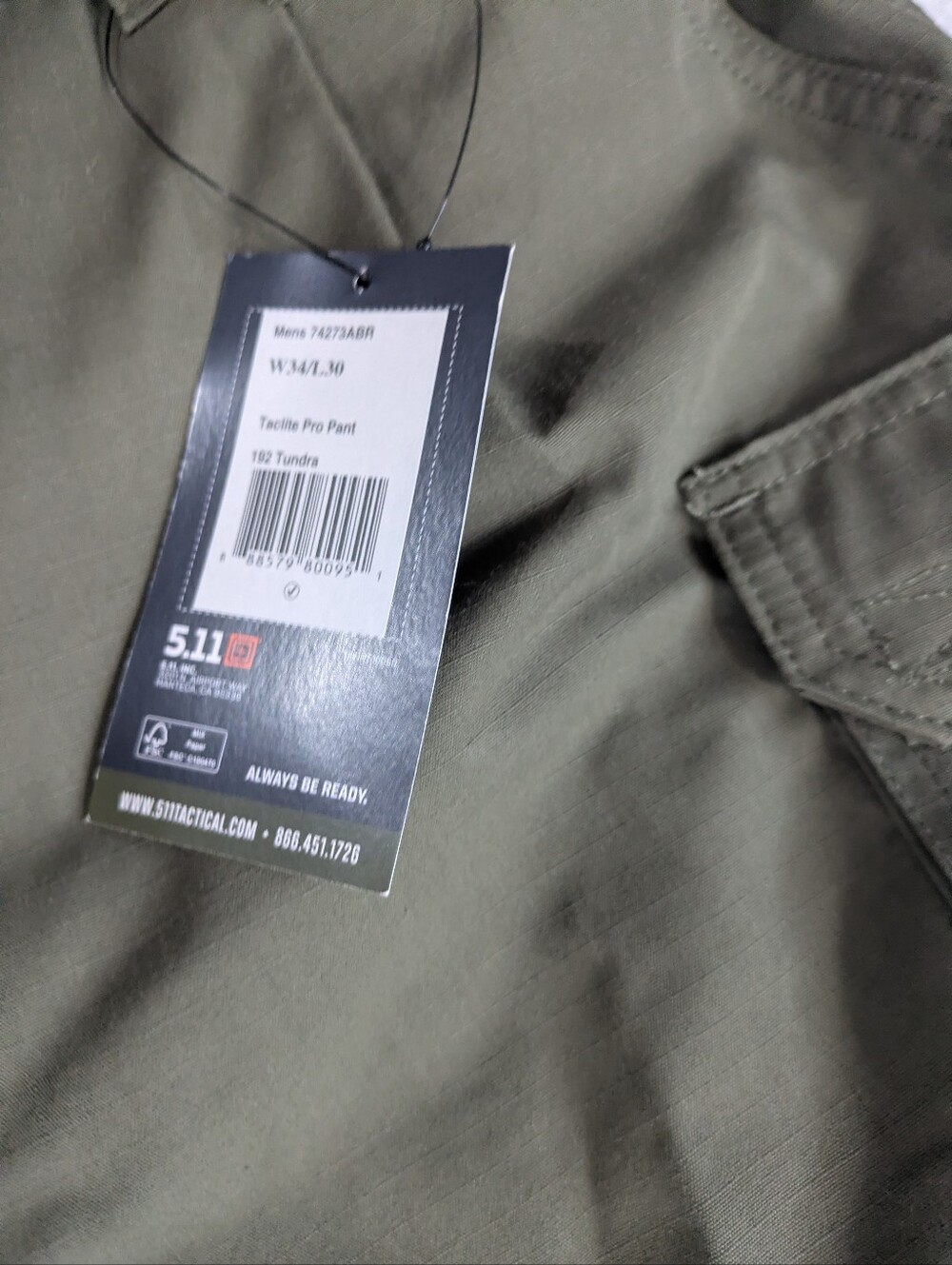 5.11 Men's TACLITE Pro Tactical Pants Style 74273, 30x34 GREEN NEW - Picture 5 of 7